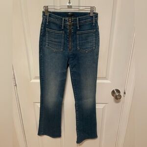 MOTHER Denim Exposed Zipper Flare Ankle Jeans size 25 NWOT